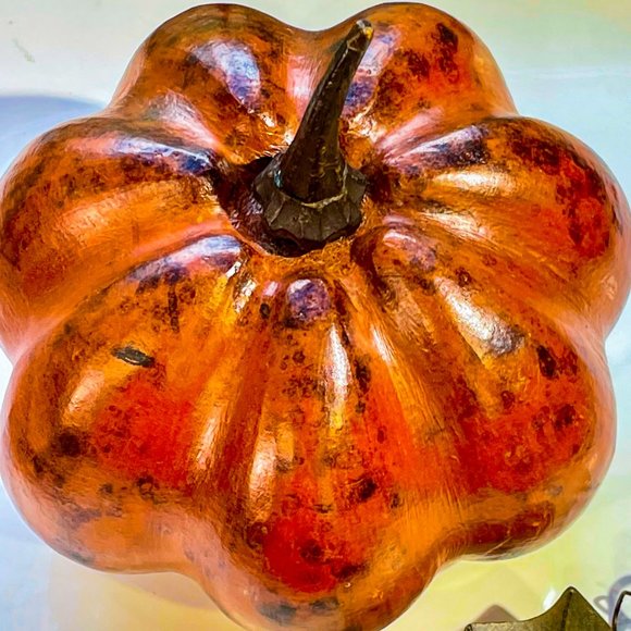 ▪️VTG▪️1990's Lot of 1 Rustic Metal & 1 Metallic Foam Pumpkin Decor Centerpieces - Picture 3 of 11